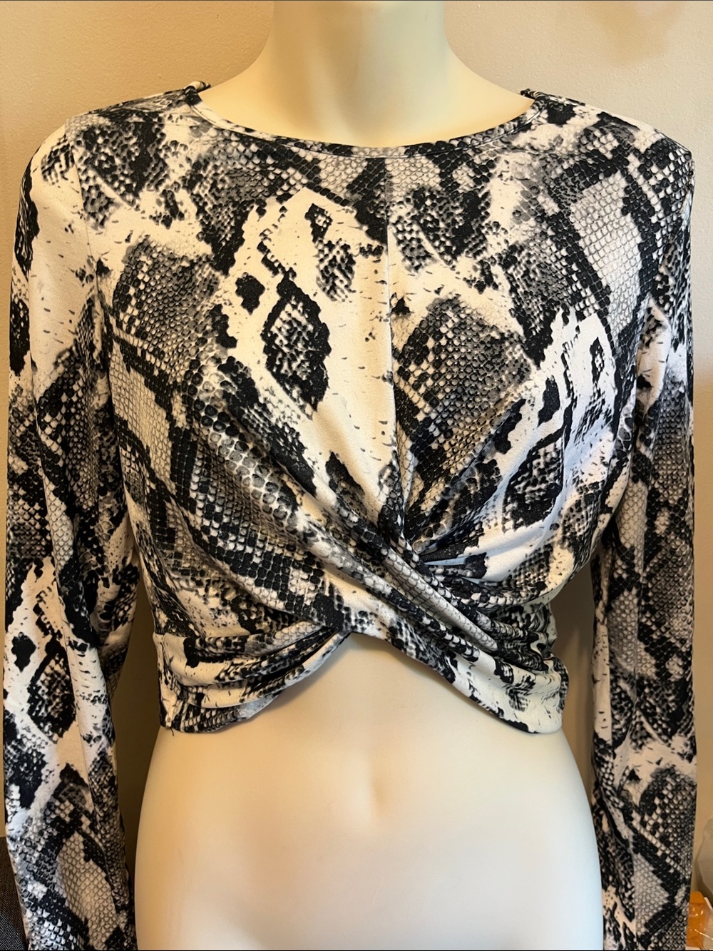 Revamped Long Sleeve Crocodile Print Crop Top